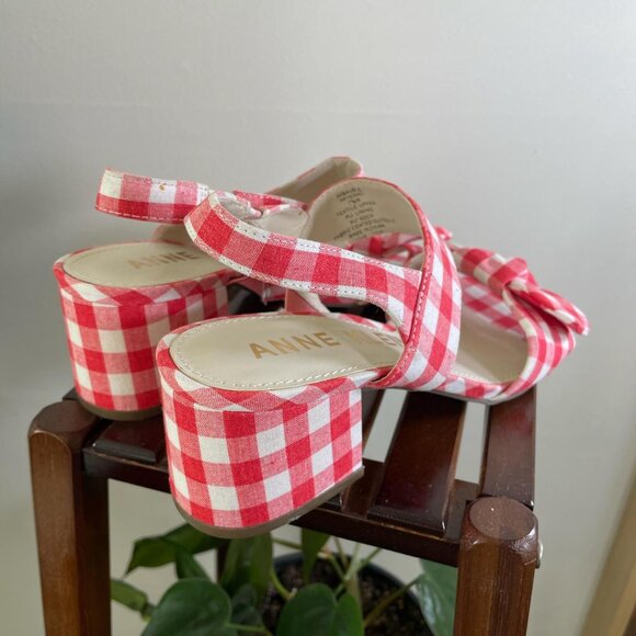 Anne Klein iflex Red Gingham Sandals with Bows - Picture 3 of 3